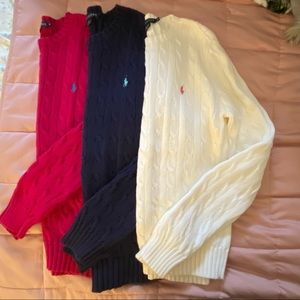 Lot of 3 Ralph Lauren Cable-knit women’s sweaters